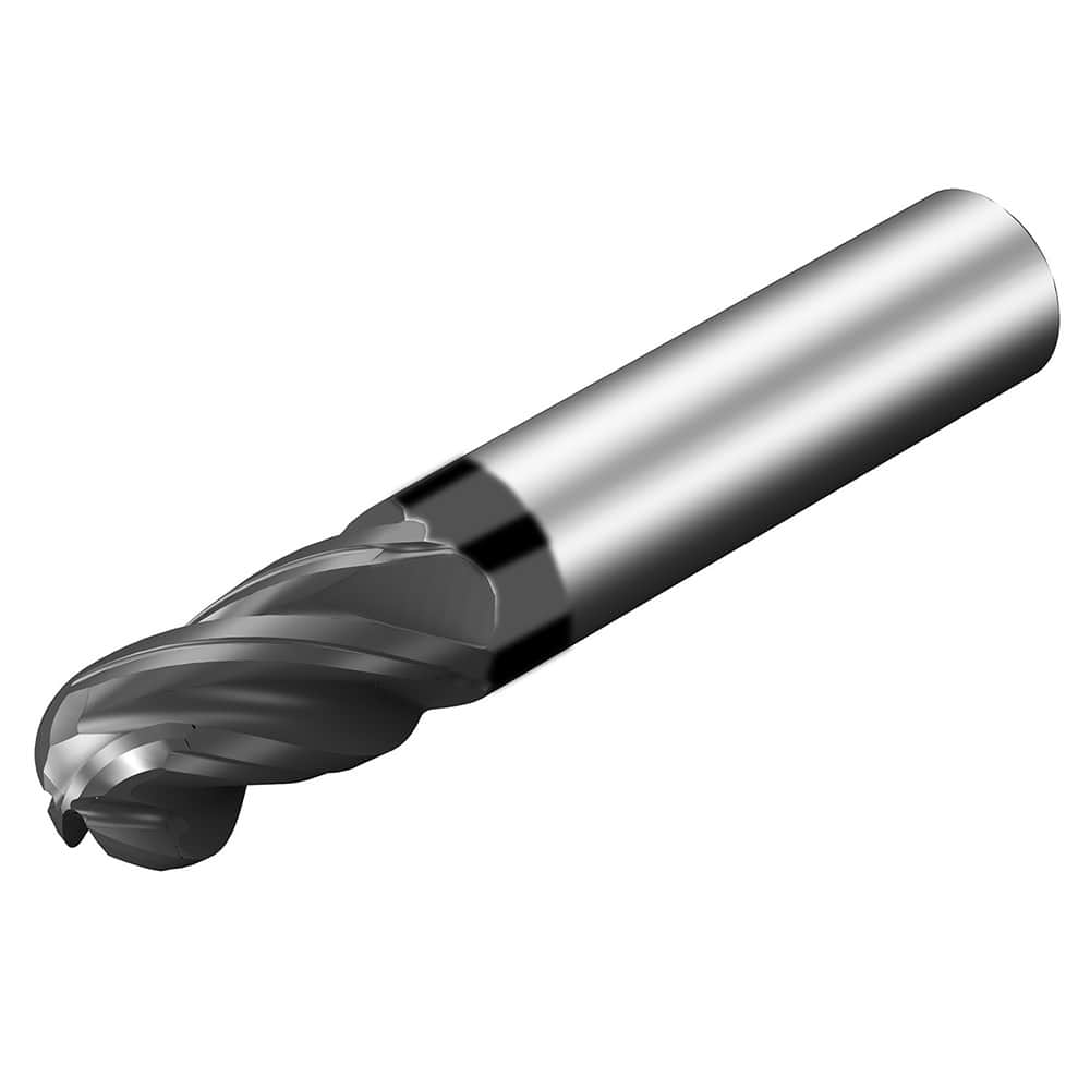 SANDVIK COROMANT Ball End Mills; Mill Diameter (Inch): 1/4 ; Mill Diameter (Decimal Inch): 0.2500 ; Number of Flutes: 4 ; Length of Cut (Inch): 11/4 ; Length of Cut (Decimal Inch): 1.2500 ; Material: Solid Carbide