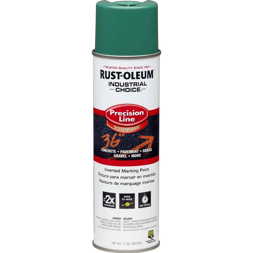 RUST-OLEUM Striping & Marking Paints & Chalks; Type: Marking Paint ; Color Family: Green ; Formula Type: SolventBased ; Container Size (fl. oz.): 17 ; Coverage (Linear Ft.): 600700 at 1 Wide (Feet)