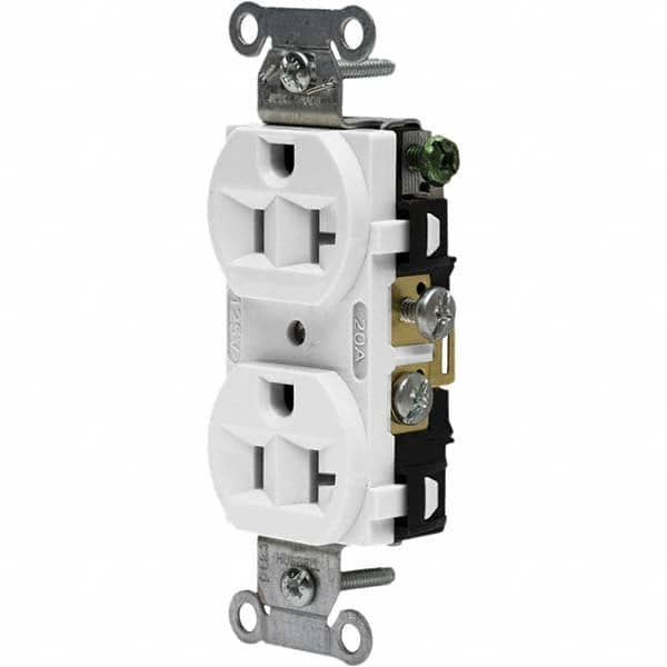 HUBBELL WIRING DEVICE-KELLEMS 125V 20A NEMA 520R Commercial Grade White Straight Blade Duplex Receptacle