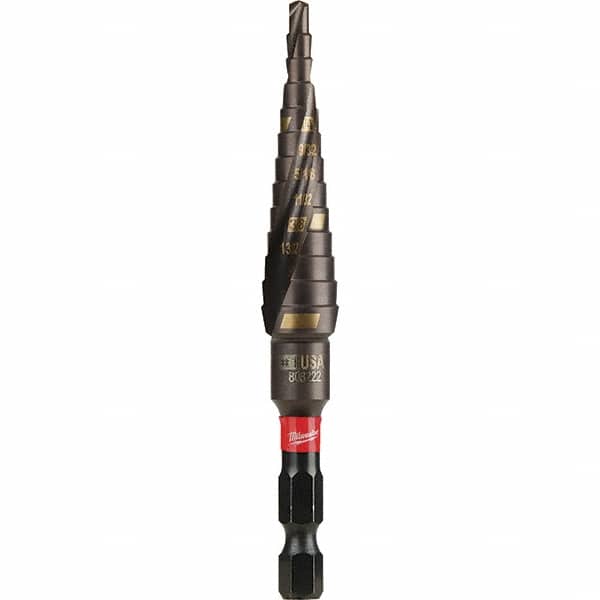 MILWAUKEE TOOL 13 Hole Sizes, 1/8 to 1/2 Hole Diam Steel Rapid Strike Tip Step Drill Bit