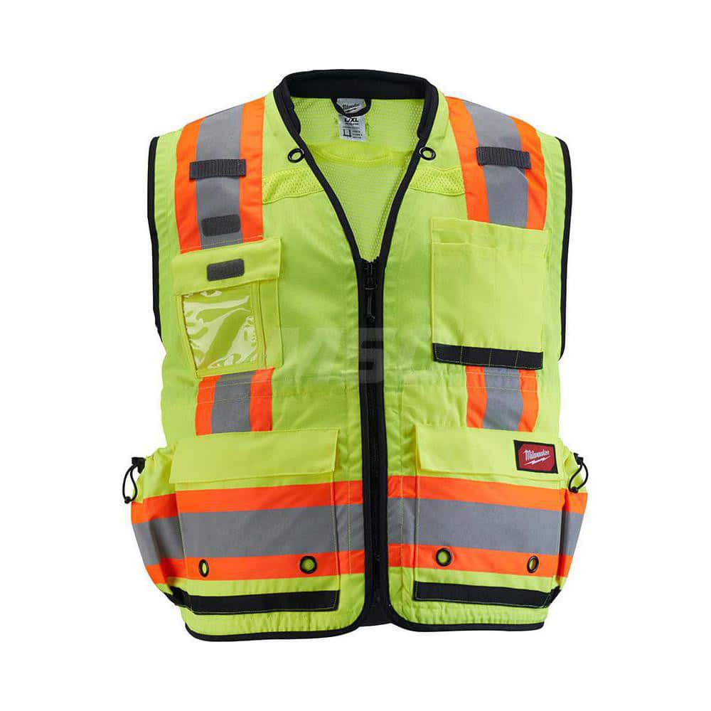 MILWAUKEE TOOL High Visibility Vests; Vest Style: Surveyors ; Front Closure: Zipper ; Material: Polyester ; Closure Type: Zipper ; Color: Yellow ; Size: Large/XLarge