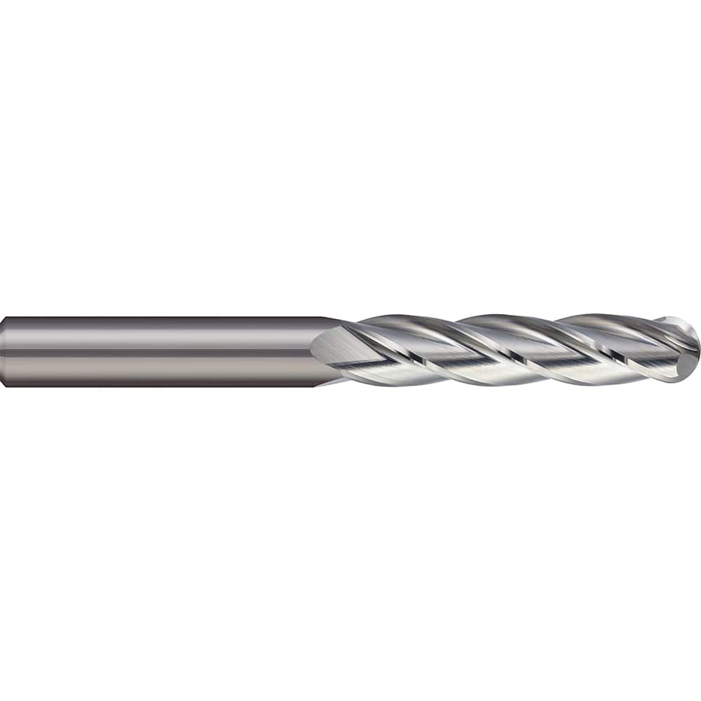 MICRO 100 Ball End Mills; Mill Diameter (mm): 14.00 ; Mill Diameter (Decimal Inch): 0.5512 ; Number of Flutes: 4 ; Length of Cut (mm): 75.0000 ; Length of Cut (Decimal Inch): 2.9528 ; Material: Solid Carbide