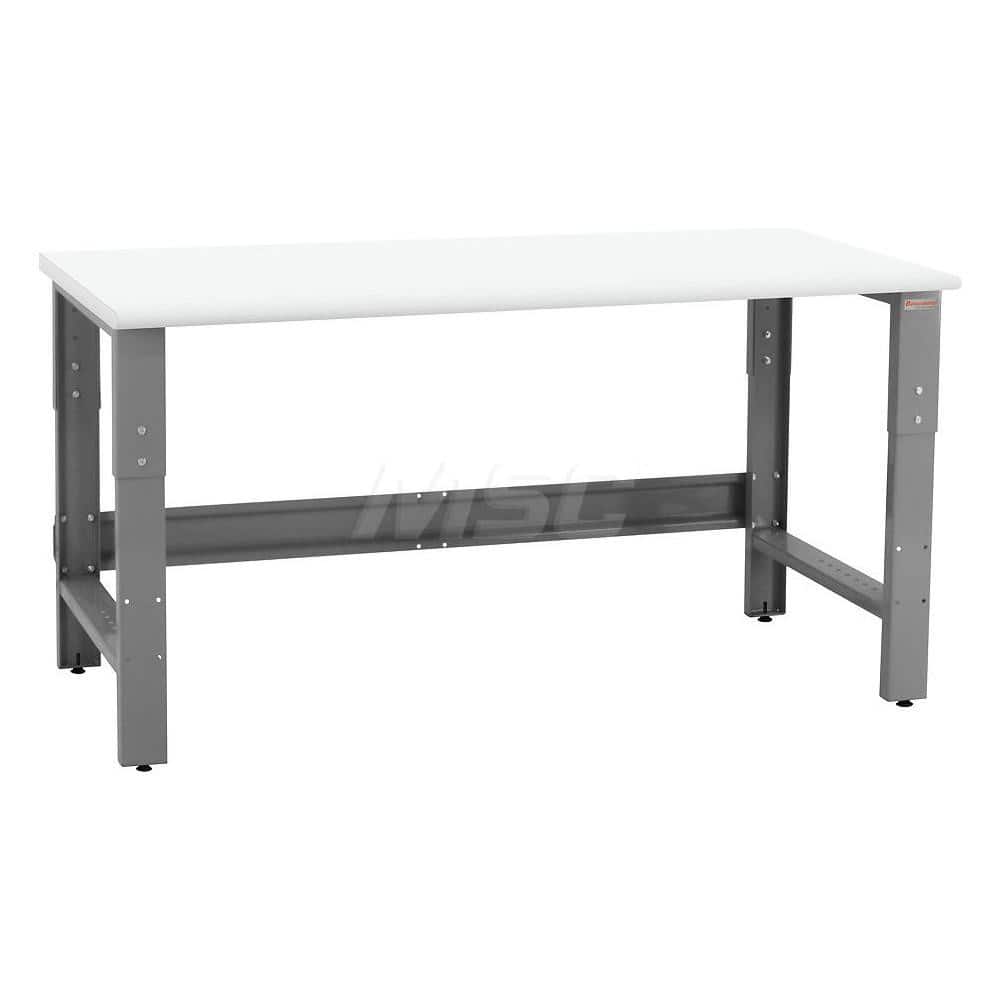 BENCHPRO Stationary Work Benches, Tables; Top Material: Laminate ; Depth (Inch): 30 ; Maximum Height (Inch): 36 ; Leg Style: Adjustable Height ; Load Capacity (Lb.): 1200.000 ; Color: Gray; White