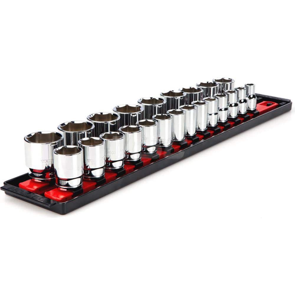 TEKTON Socket Sets; Drive Size: 1/2 ; Minimum Size (mm): 10.00 ; Maximum Size (mm): 32.00 ; Tool Type: Standard ; Number of Pieces: 23.000 ; Number of Points: 6
