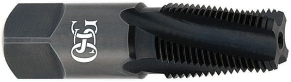 OSG 1 111/2 NPT, 15&deg; Helix, 5 Flutes, Bottoming Chamfer, TiCN Finish, High Speed Steel, Spiral Flute Pipe Tap