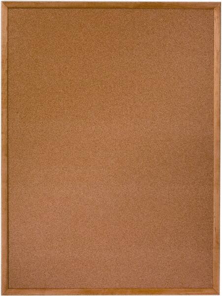 AbilityOne Skilcraft Quartet/SKILCRAFT Natural Cork Bulletin Board Oak Frame 36 x 12 36 x 12 Cork