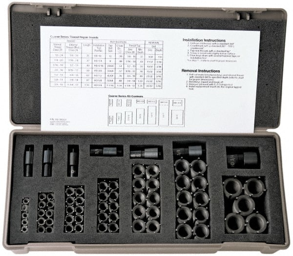 JERGENS 77 Inserts, 1/420, 5/1618, 3/816, 7/1614, 1/213, 9/1612, 5/811, 3/410, 7/89, 18 UNC Carbon Steel Keylocking Insert Thread Repair Kit