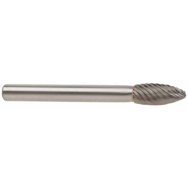 SGS PRO 3/4 Cut Diam, 1/4 Shank Diam, Carbide Double Cut Flame Burr