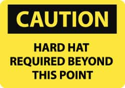 NMC Caution Hard Hat Required Beyond This Point, 14 Long x 20 Wide, Aluminum Safety Sign